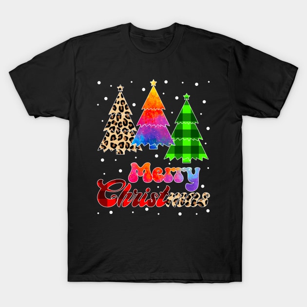 Christmas Tree Women Red Buffalo Plaid Leopard Tie-Dye T-Shirt by teespringplus